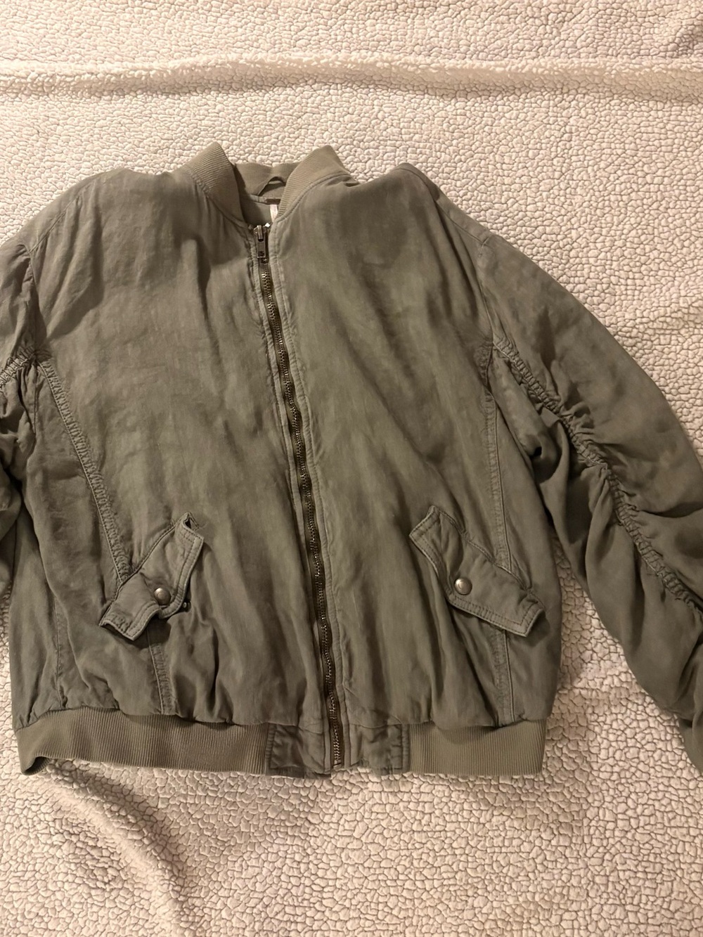 Free People Olive Green Bomber Jacket - Picture 1 of 3